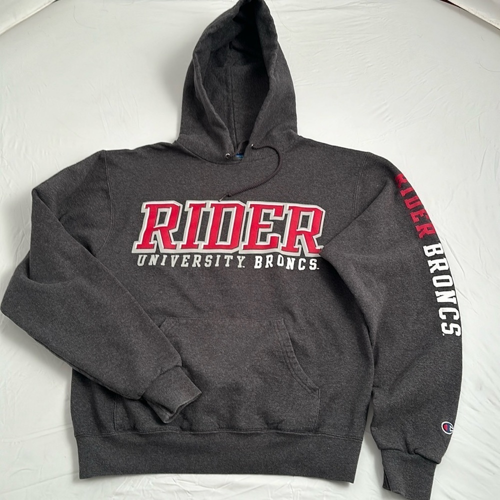 Champion Rider University Broncs dark gray front pocket drawstring hoodie